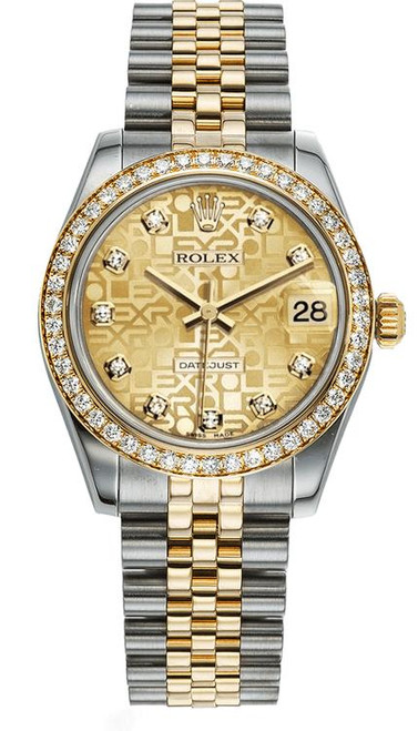 Rolex New Style Datejust Midsize Two Tone Factory Diamond Bezel