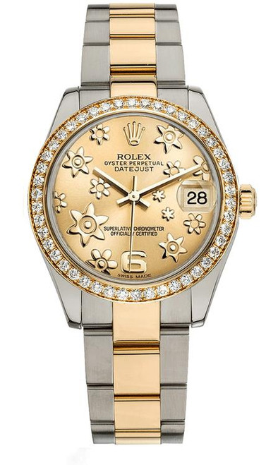 Rolex Datejust Midsize Two Tone Factory Diamond Bezel & Champagne