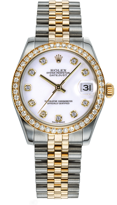 Rolex New Style Datejust Midsize Two Tone Factory Diamond Bezel & Factory White Diamond 178383 Rolex New Style Datejust Midsize Two Tone Factory Diamond Bezel & Factory White Diamond 178383