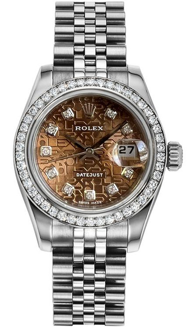 Rolex Women's New Style Steel Datejust with Factory Bronze Anniversary Diamond Dial 179384 Rolex Women's New Style Steel Datejust with Factory Bronze Anniversary Diamond Dial 179384