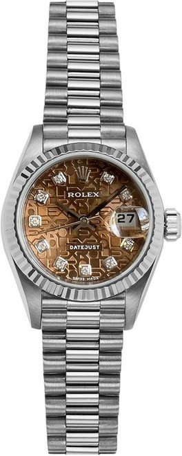 Rolex Women's White Gold President with Factory Bronze Anniversary Diamond Dial P69179