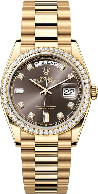Rolex Day-Date President 36mm Yellow Gold 128348RBR Grey