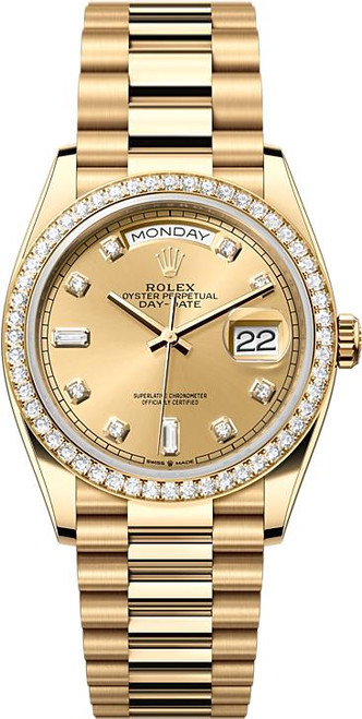 Rolex Day-Date President 36mm Yellow Gold 128348RBR Champagne