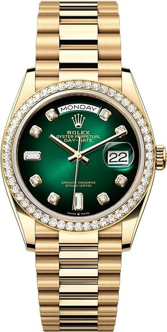 Rolex Day-Date President 36mm Yellow Gold 128348RBR Green
