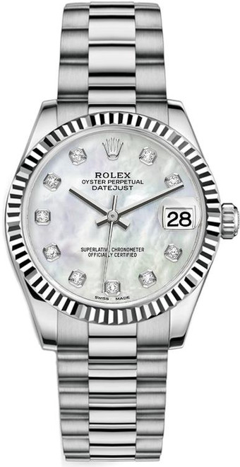 Rolex White Gold President Midsize Factory Mother of Pearl Diamond 68279 Rolex White Gold President Midsize Factory Mother of Pearl Diamond 68279