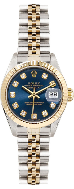Rolex Women's Datejust Two Tone Factory Blue Diamond Dial