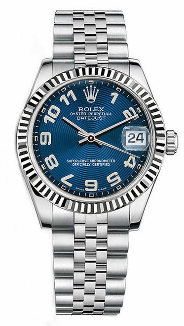 Rolex New Style Datejust Midsize Stainless Steel Blue Concentric Arabic Dial 178274 Jubilee Rolex New Style Datejust Midsize Stainless Steel Blue Concentric Arabic Dial 178274 Jubilee