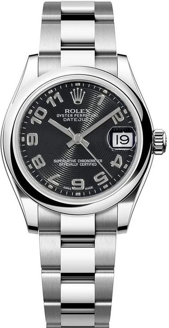 Rolex New Style Datejust Midsize Stainless Steel 31mm Black Arabic 178240