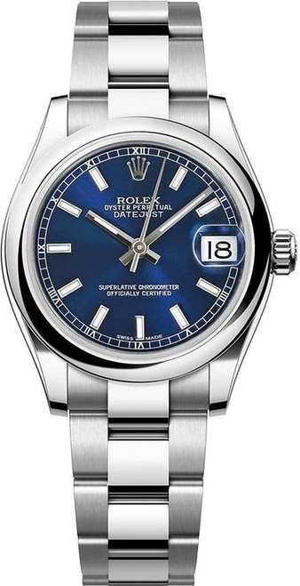 Rolex New Style Datejust Midsize Stainless Steel 31mm Blue Index 178240