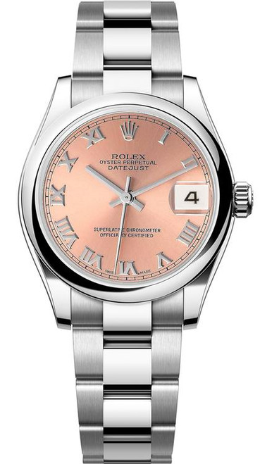 Rolex New Style Datejust Midsize Stainless Steel 31mm Pink Roman 178240
