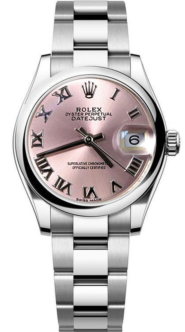 Rolex New Style Datejust Midsize Stainless Steel 31mm Pink Roman 178240