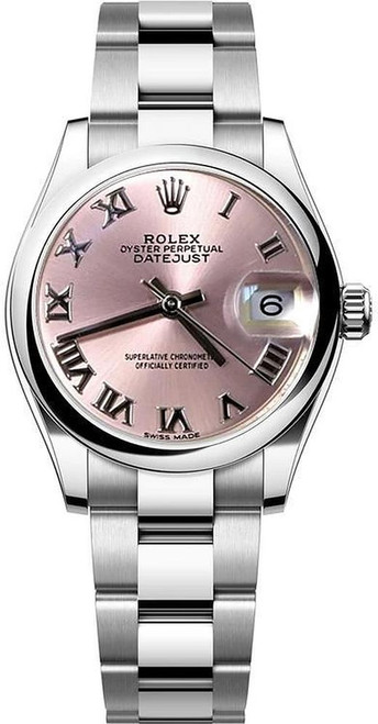 Rolex New Style Datejust Midsize Stainless Steel 31mm Pink Roman 178240