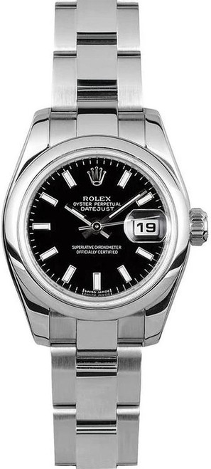 Rolex Women's New Style Steel Datejust Black Index 179160