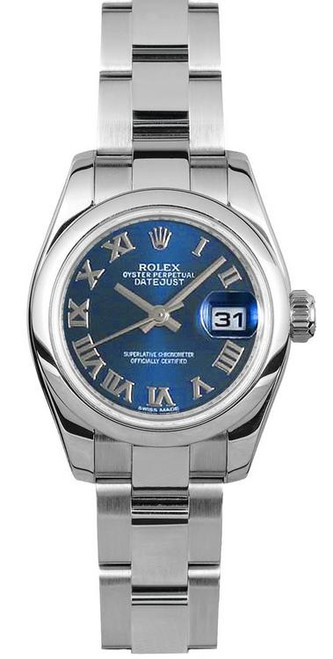 Rolex Women's New Style Steel Datejust Blue Roman 179160