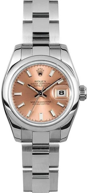 Rolex Women's New Style Steel Datejust  Pink Index Dial 179160