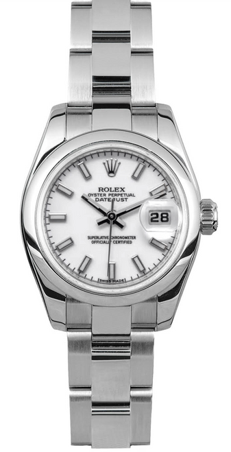 Rolex Women's New Style Steel Datejust  White Index Dial 179160