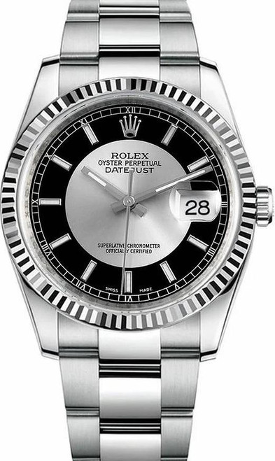 Rolex Datejust Stainless Steel Factory Tuxedo Dial on Oyster 116234