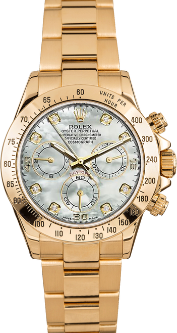 Rolex Yellow Gold Daytona Factory Diamond Mother of Pearl 116528