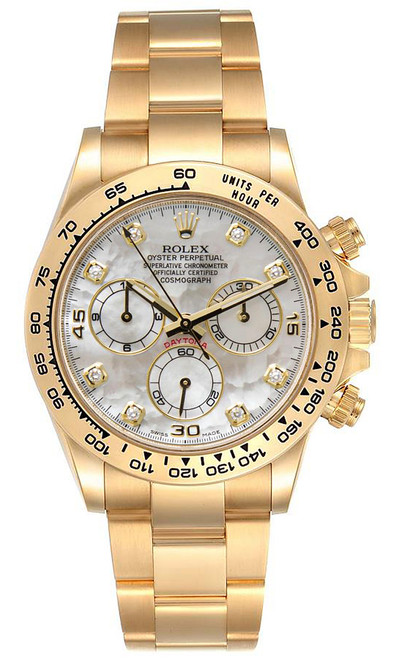 Rolex Yellow Gold Daytona Factory Diamond Mother of Pearl 116528
