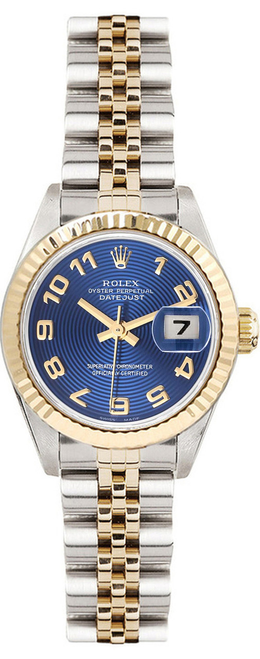 Rolex Women's Datejust Two Tone Fluted Factory Blue Concentric Dial