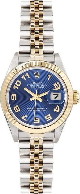 Rolex Women's Datejust Two Tone Fluted Factory Blue Concentric Dial