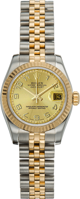 Rolex Women's New Style Two-Tone Datejust with Factory Champagne Concentric  179173