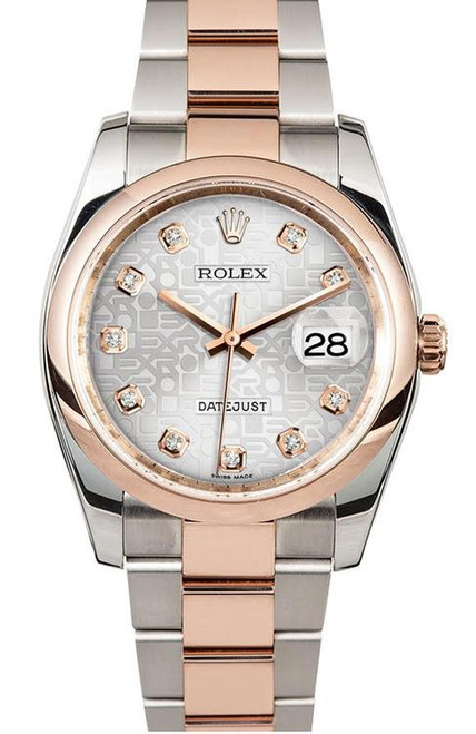Rolex Datejust Rose Gold Silver Anniversary Diamond Dial on Smooth Bezel 116201 Rolex Datejust Rose Gold Silver Anniversary Diamond Dial on Smooth Bezel 116201