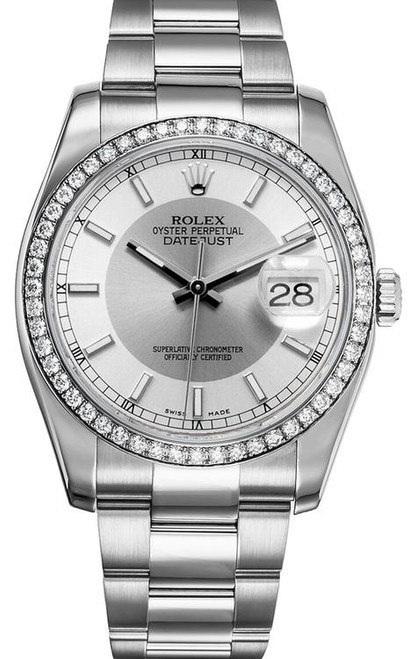 Rolex New Style Datejust Stainless Steel Factory Silver Tuxedo Dial on Oyster Bracelet 116244 Rolex New Style Datejust Stainless Steel Factory Silver Tuxedo Dial on Oyster Bracelet 116244