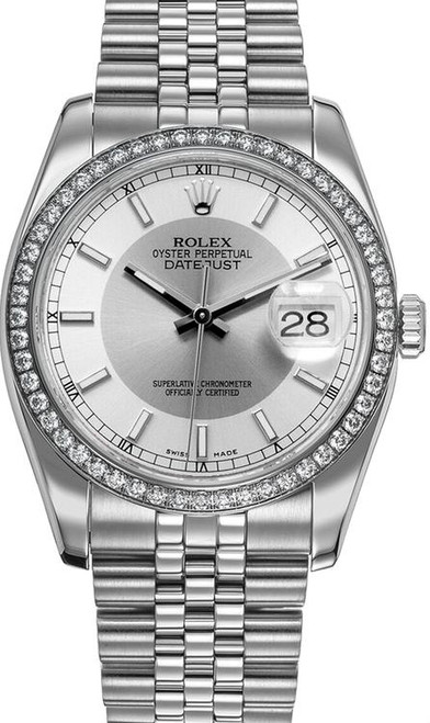 Rolex New Style Datejust Stainless Steel Factory Silver Tuxedo Dial on Jubilee Bracelet 116244 Rolex New Style Datejust Stainless Steel Factory Silver Tuxedo Dial on Jubilee Bracelet 116244