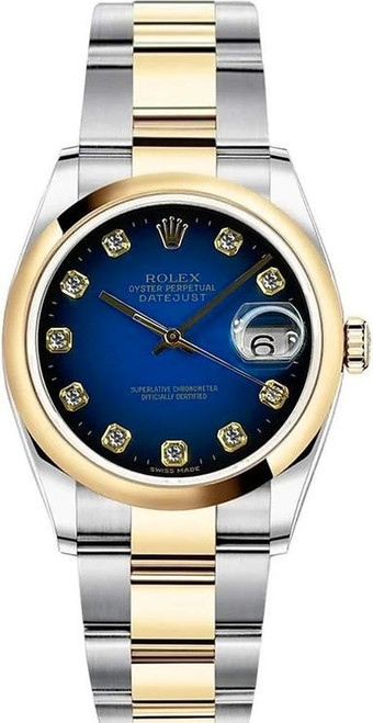 Rolex New Style Datejust Two Tone Smooth Bezel Factory Vignette Diamond Dial on Jubilee 