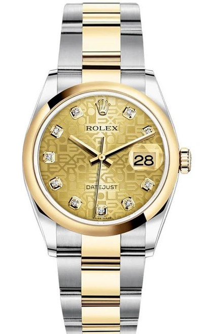 Rolex New Style Datejust Two Tone Smooth Bezel Factory Champagne Anniversary Diamond Dial Rolex New Style Datejust Two Tone Smooth Bezel Factory Champagne Anniversary Diamond Dial