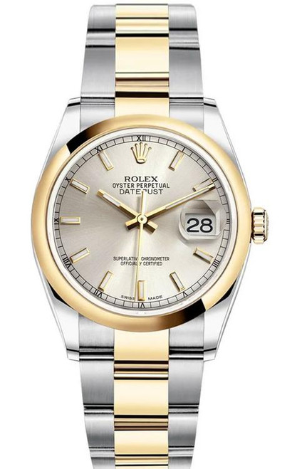 Rolex New Style Datejust Two Tone Smooth Bezel Silver Index Dial Rolex New Style Datejust Two Tone Smooth Bezel Silver Index Dial