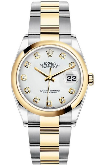 Rolex Datejust 116203 Two-Tone Smooth Bezel Black Diamond Dial