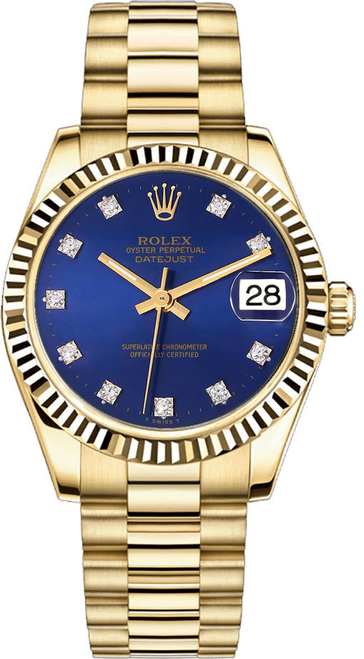 Rolex Women's President Midsize Factory Blue Diamond 68278 Rolex Women's President Midsize Factory Blue Diamond 68278