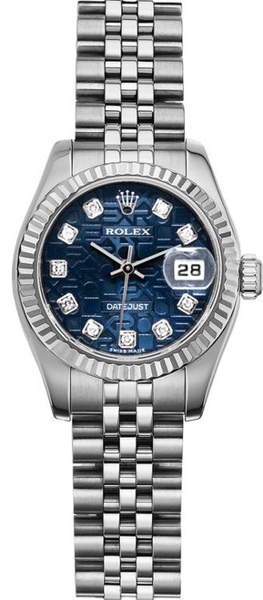 Rolex Women's New Style Steel Datejust Factory Blue Anniversary Diamond Dial
