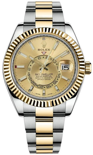 Rolex Pre-Owned two-tone Sky Dweller 326933 Champagne Oyster