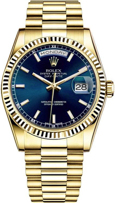 Rolex Day Date President Yellow Gold Factory Blue Index Dial 118238 Rolex Day Date President Yellow Gold Factory Blue Index Dial 118238