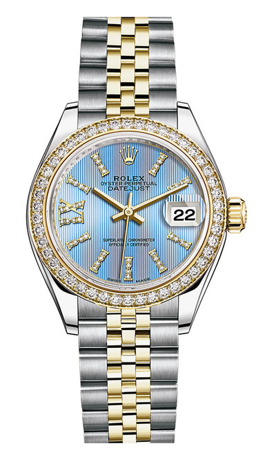 Rolex Lady Datejust 28mm Diamond Bezel Two-Tone 279383 Cornflower Blue Diamond Rolex Lady Datejust 28mm Diamond Bezel Two-Tone 279383 Cornflower Blue Diamond