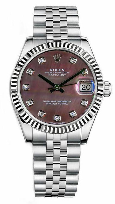 Rolex Datejust Midsize 31mm Stainless Steel Factory Dark Mother of Pearl Diamond Dial Jubilee 178274 Rolex Datejust Midsize 31mm Stainless Steel Factory Dark Mother of Pearl Diamond Dial Jubilee 178274