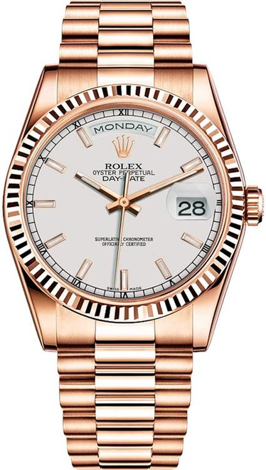 Rolex Day-Date President Rose Gold  White Index Dial 118235