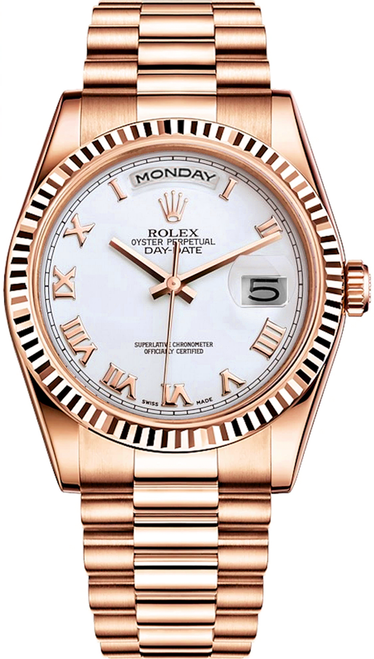 Rolex Day-Date President Rose Gold White Roman Dial 118235 Rolex Day-Date President Rose Gold White Roman Dial 118235