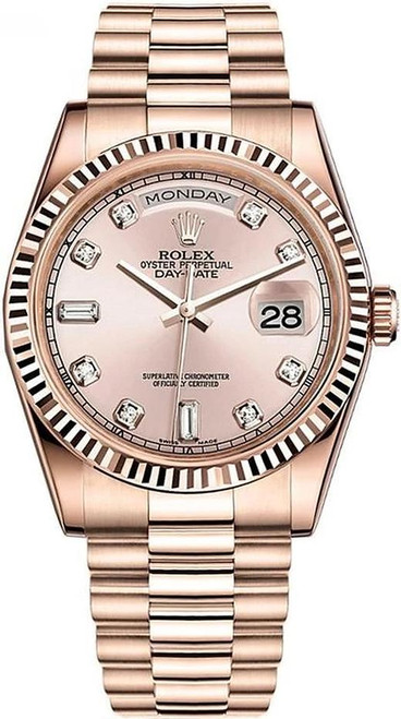 Rolex Day-Date President Rose Gold  Factory Rose Diamond Dial 118235