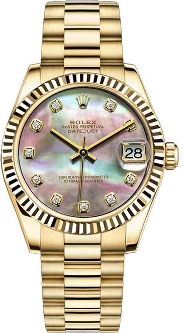Rolex President Midsize 31mm Factory Black Mother of Pearl Diamond Dial Rolex President Midsize 31mm Factory Black Mother of Pearl Diamond Dial