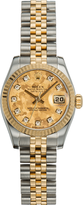 Rolex Women's New Style Two-Tone Datejust with Gold Crystal Diamond 179173 Rolex Women's New Style Two-Tone Datejust with Gold Crystal Diamond 179173