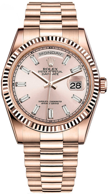 Rolex Day-Date President Rose Gold Factory Rose Baguette Dial 118235 Rolex Day-Date President Rose Gold Factory Rose Baguette Dial 118235