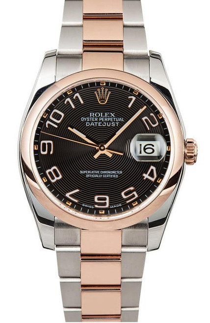 Rolex Datejust Rose Gold Black Concentric Arabic on Smooth Bezel 116201 Rolex Datejust Rose Gold Black Concentric Arabic on Smooth Bezel 116201