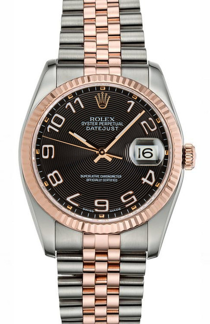 Rolex New Style Datejust Rose Two-Tone Black Concentric Arabic on Jubilee Bracelet 116231 Rolex New Style Datejust Rose Two-Tone Black Concentric Arabic on Jubilee Bracelet 116231