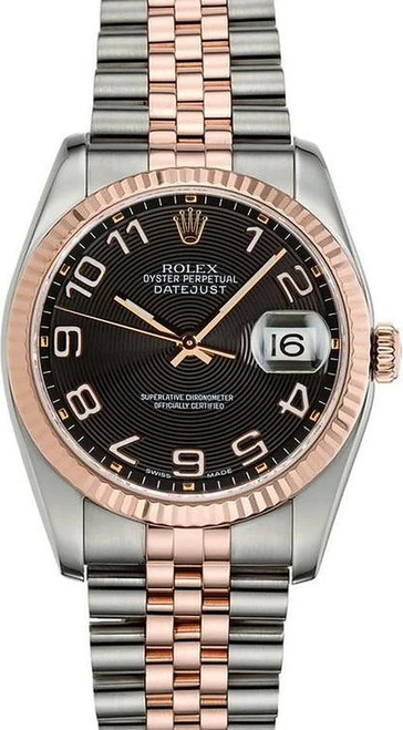 Rolex New Style Datejust Rose Two-Tone Black Concentric Arabic on Jubilee Bracelet 116231