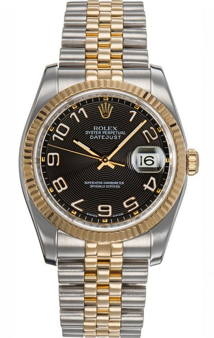 Rolex New Style Datejust Two Tone Factory Black Arabic Concentric Dial 116233 Rolex New Style Datejust Two Tone Factory Black Arabic Concentric Dial 116233