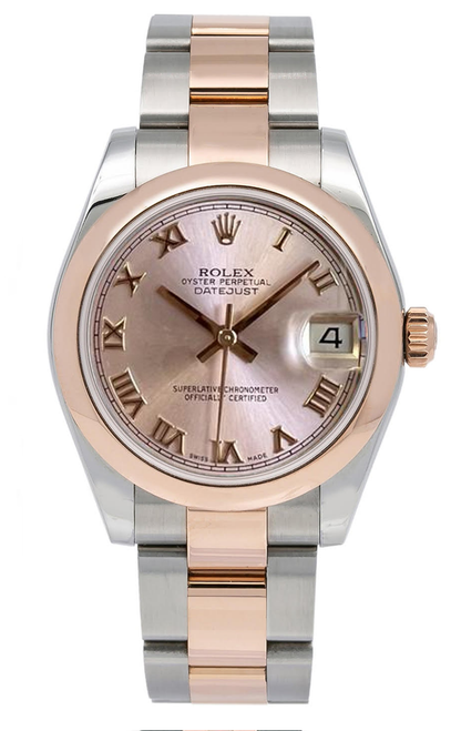 Rolex New Style Datejust Midsize Rose Gold Factory Smooth Bezel Pink Roman Rolex New Style Datejust Midsize Rose Gold Factory Smooth Bezel Pink Roman